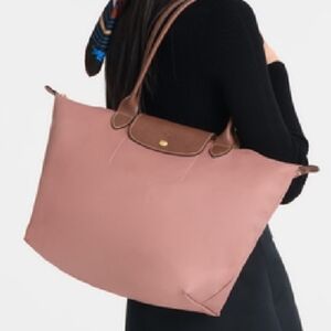 Longchamp Le Pliage Large Antique Pink Tan Shopping Tote